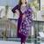 Purple embroidered chanderi cotton kurta set with dupatta & pant