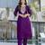 Purple embroidered chanderi cotton kurta set with dupatta & pant