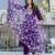 Purple embroidered chanderi cotton kurta set with dupatta & pant