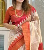 Soft tussar silk sarees with beautiful digital print attractive checks design saree  with tassels