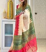 Soft tussar silk sarees with beautiful digital print attractive checks design saree  with tassels