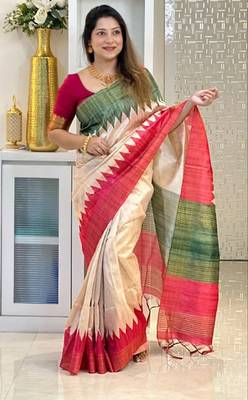 Soft tussar silk sarees with beautiful digital print attractive checks design saree  with tassels 2