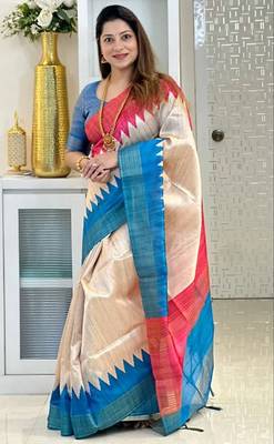 Soft tussar silk sarees with beautiful digital print attractive checks design saree  with tassels 3