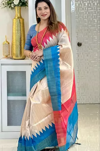 Soft tussar silk sarees with beautiful digital print attractive checks design saree  with tassels
