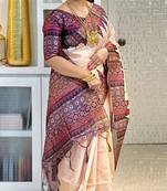 Soft tussar silk sarees with beautiful digital print attractive checks design saree  with tassels