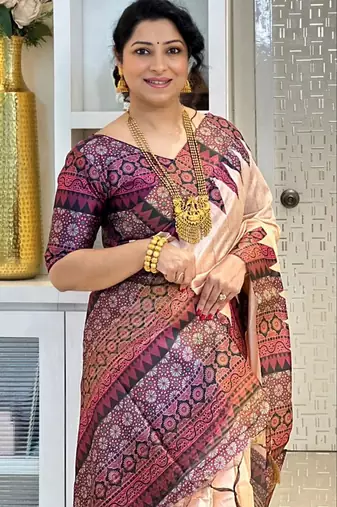 Soft tussar silk sarees with beautiful digital print attractive checks design saree  with tassels