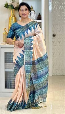 Soft tussar silk sarees with beautiful digital print attractive checks design saree  with tassels 1