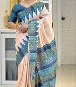 Soft tussar silk sarees with beautiful digital print attractive checks design saree  with tassels