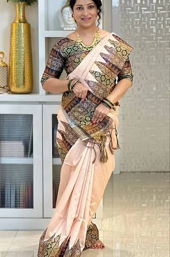 Soft tussar silk sarees with beautiful digital print attractive checks design saree  with tassels
