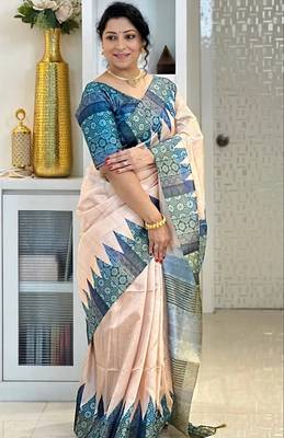 Soft tussar silk sarees with beautiful digital print attractive checks design saree  with tassels 3