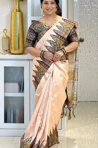 Soft tussar silk sarees with beautiful digital print attractive checks design saree  with tassels