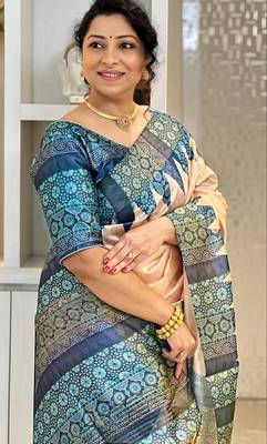 Soft tussar silk sarees with beautiful digital print attractive checks design saree  with tassels 4
