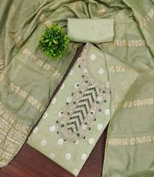 Embroidered unstitched salwar suit with woven dupatta