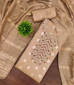 Embroidered unstitched salwar suit with woven dupatta