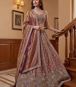 Delightful Brown Multi Thread Work Oragnza Sangeet Wear Lehenga Choli