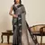Grey zari woven soft silk banarasi saree with blouse