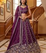 Attractive Purple Dori Work Oragnza Designer Lehenga Choli With Dupatta