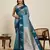 Teal blue zari woven soft silk banarasi saree with blouse