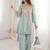 Gorgeous Sky Blue Mirror Work Silk Designer Pant Suit