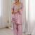 Stylish Pink Mirror Work Silk Festive Wear Pant Suit