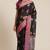 Banarasi silk blend cotton saree in black colour with zari work
