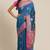 Banarasi silk blend cotton saree in blue colour with zari work