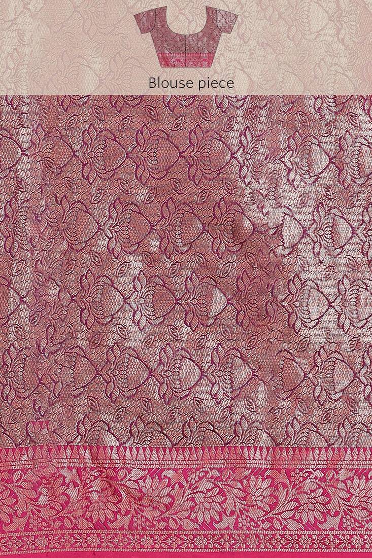 Banarasi silk blend cotton saree in blue colour with zari work