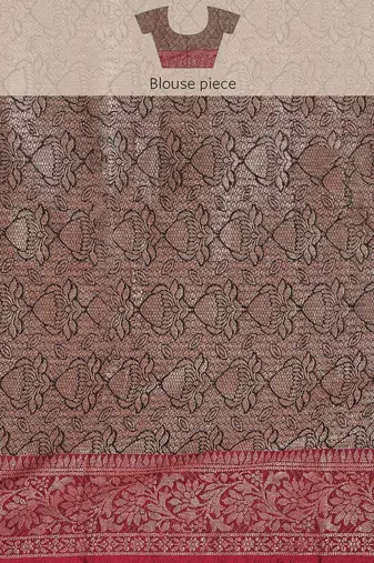 Banarasi silk blend cotton saree in bottle green colour with zari work