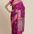 Banarasi silk blend cotton saree in magenta  colour with zari work