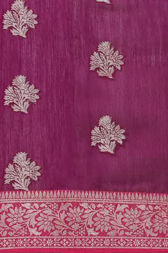 Banarasi silk blend cotton saree in magenta  colour with zari work