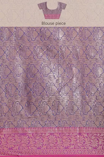 Banarasi silk blend cotton saree in magenta  colour with zari work