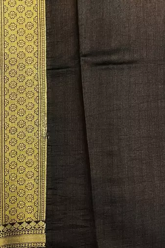 Banarasi  pure silk chiniya saree in contrast shade of teal green & black colour with floral  zari work