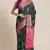 Banarasi silk blend cotton saree in bottle green colour with zari work
