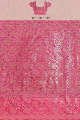 Banarasi silk blend cotton saree in bottle green colour with zari work