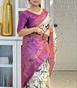 Soft tussar silk sarees with beautiful digital print attractive checks design saree  with tassels