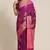 Banarasi silk blend cotton saree in magenta  colour with zari work