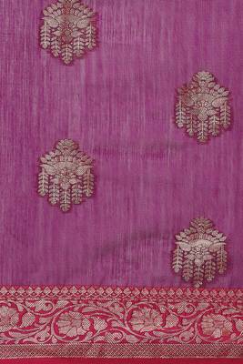 Banarasi silk blend cotton saree in magenta  colour with zari work 3