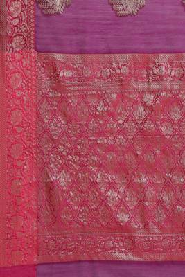 Banarasi silk blend cotton saree in magenta  colour with zari work 4
