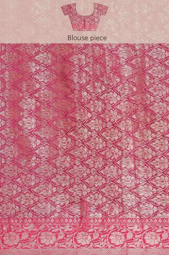 Banarasi silk blend cotton saree in magenta  colour with zari work