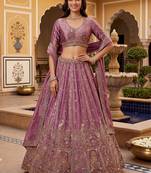 Precious Mauve Heavy Embroidered Silk Bridesmaid Lehenga Choli