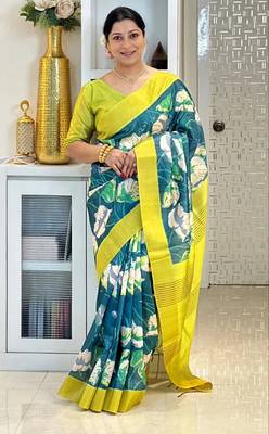 Soft tussar silk sarees with beautiful digital print attractive checks design saree  with tassels 3