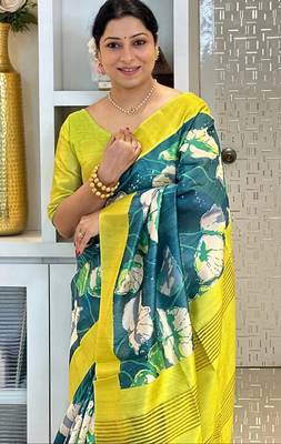 Soft tussar silk sarees with beautiful digital print attractive checks design saree  with tassels 4
