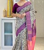 Soft tussar silk sarees with beautiful digital print attractive checks design saree  with tassels
