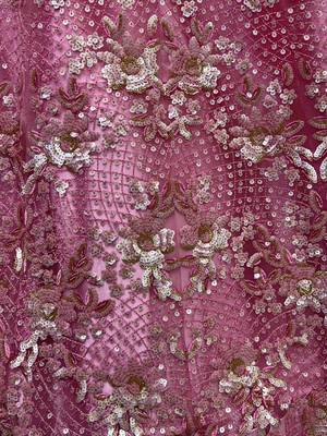 Captivating Pink Sequins Net Bridesmaid Lehenga Choli With Dupatta 8