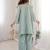 Gorgeous Sky Blue Mirror Work Silk Designer Pant Suit