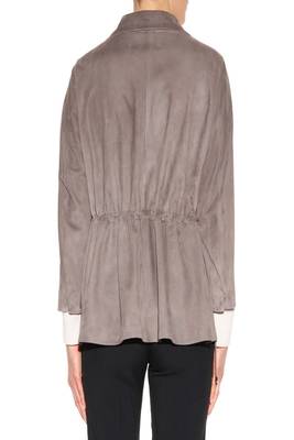 women's black suede leather blazer jacket with pockets 2