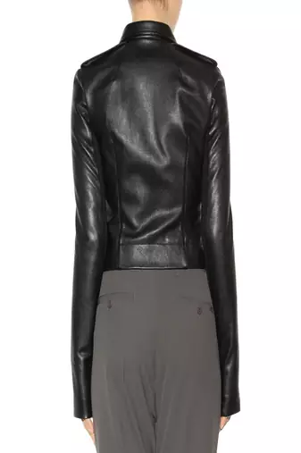 women's black lambskin leather biker jacket zip up
