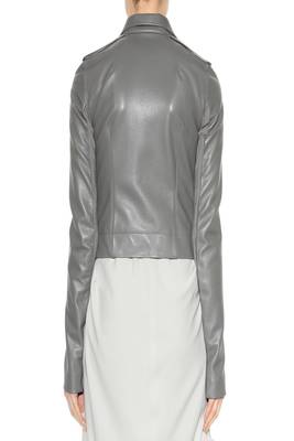 women's grey real leather biker jacket zip up 2