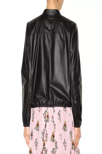 women's black leather lightweight casual bomber jacket