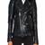 Women’s black lambskin leather biker jacket slim fit belted waist zip style